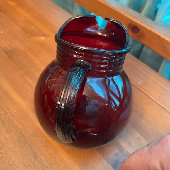 Vintage Ruby Red Glass 42oz Jug Pitcher by Anchor Hocking Glass - Picture 4 of 8